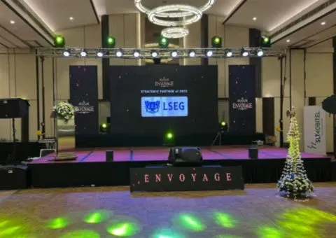 DJ setup at a corporate event